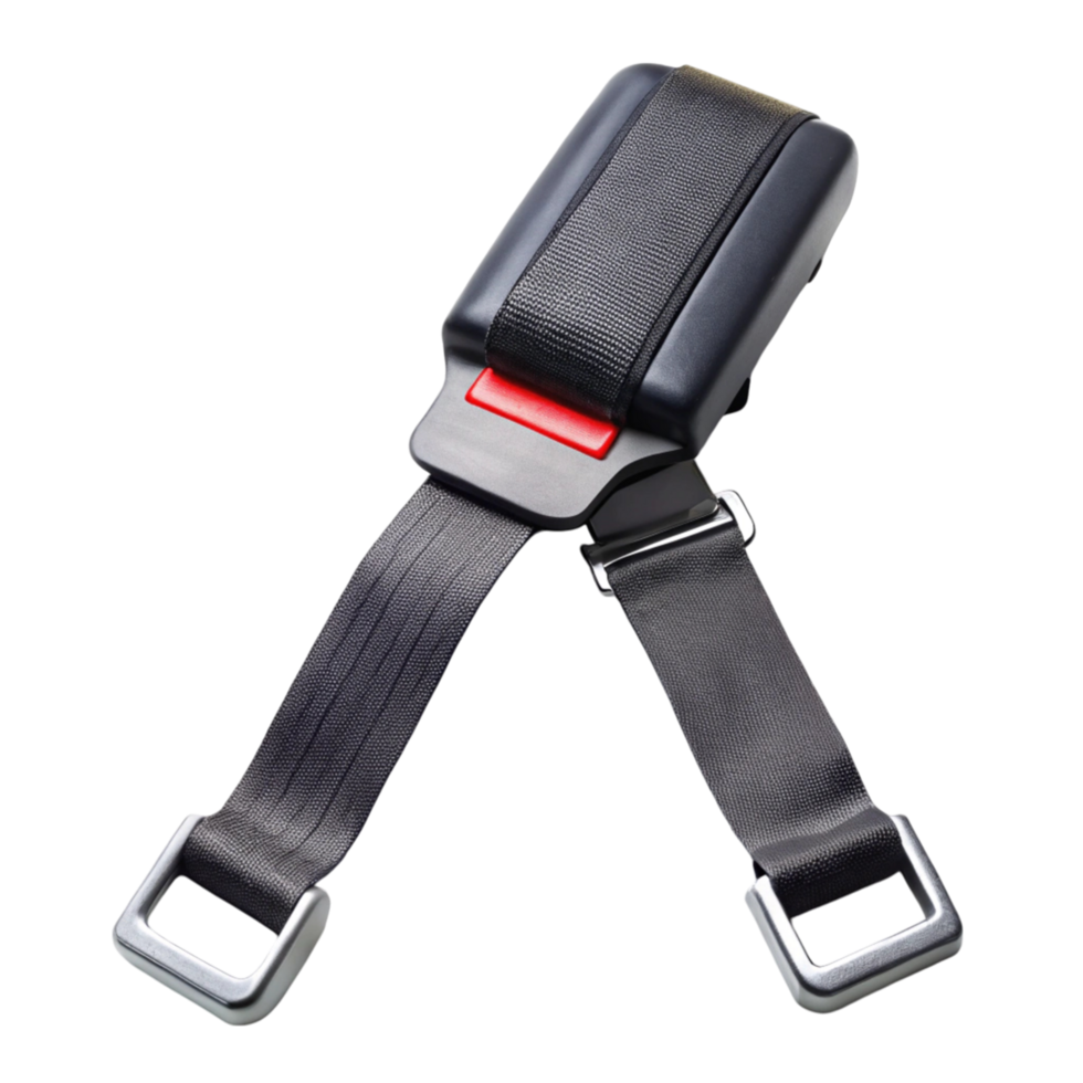 Car seatbelt buckle and strap isolated on Transparent Background ideal for vehicle safety and passenger protection png