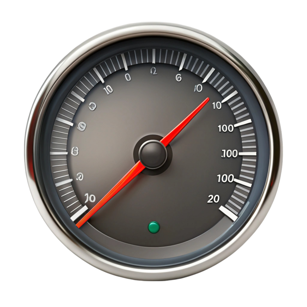 speedometer gauge with chrome frame suitable for automotive interiors and dashboard use png