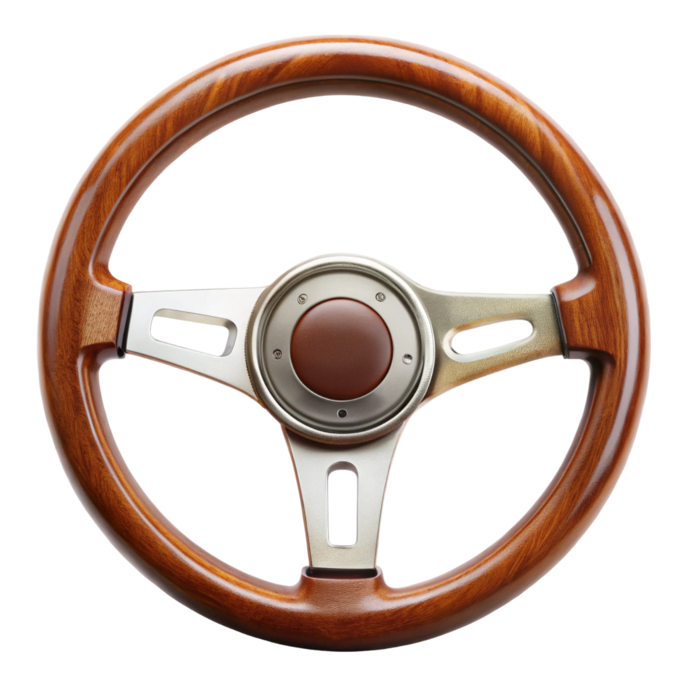 steering wheel featuring a combination of wood and metal suitable for luxury cars png