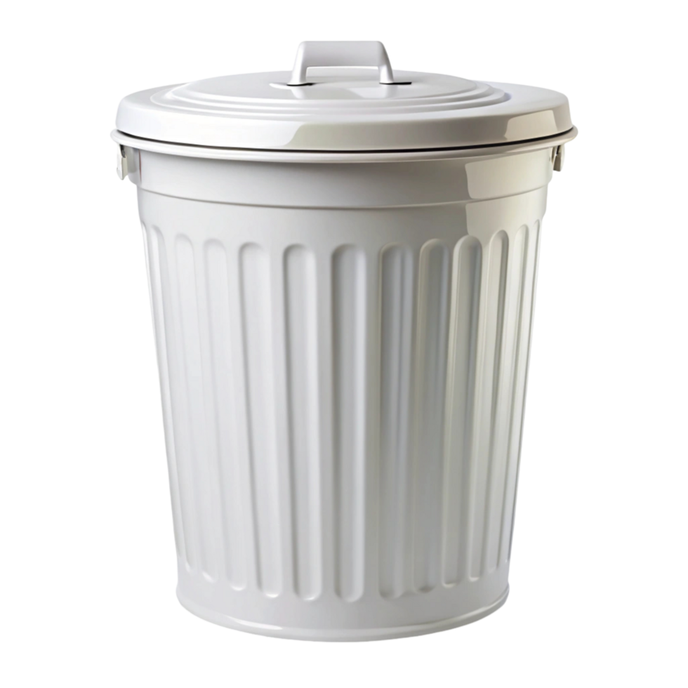 Traditional metal waste bin isolated on Transparent Background designed for efficient trash storage and handling png