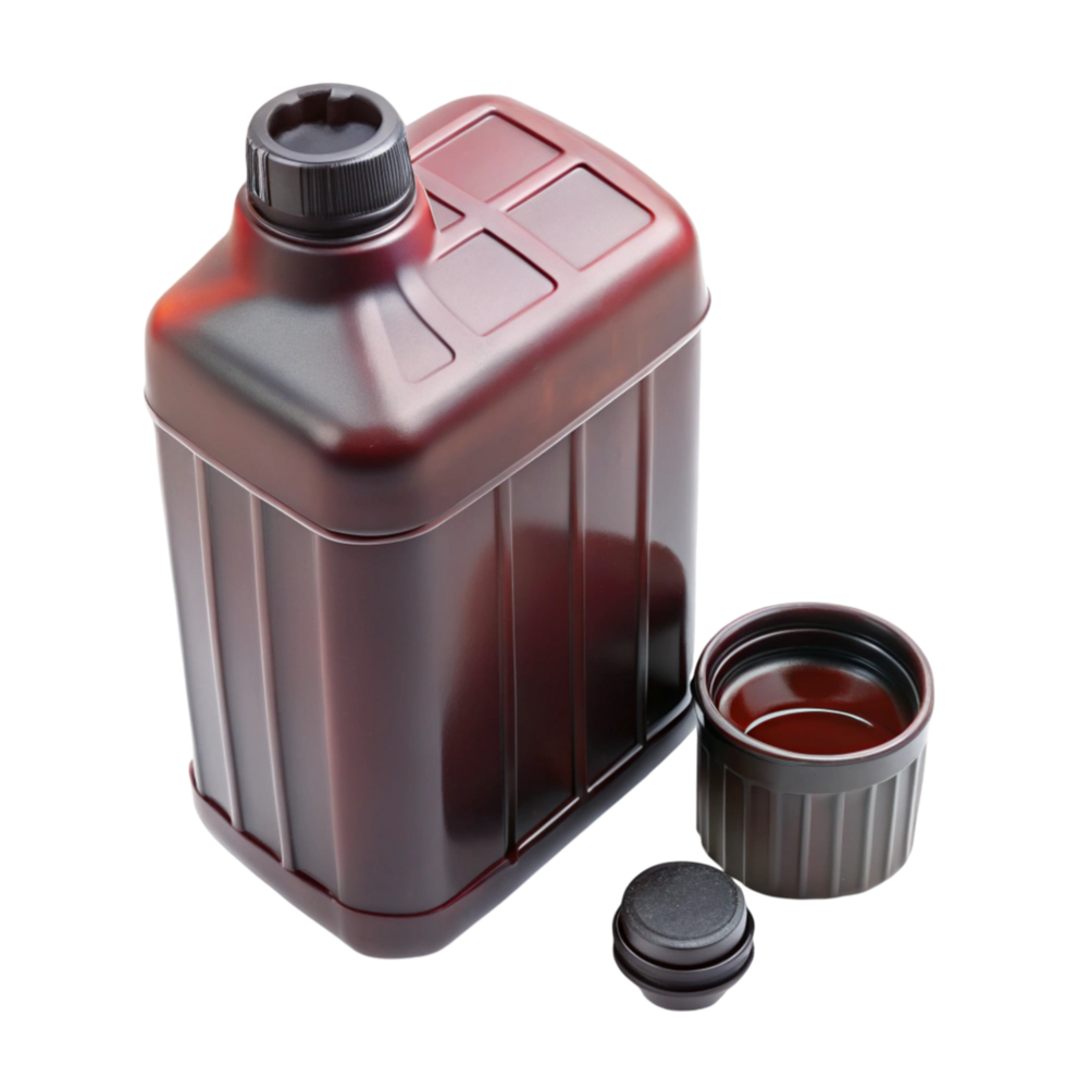 Automotive transmission fluid in durable plastic packaging isolated for efficient vehicle maintenance png