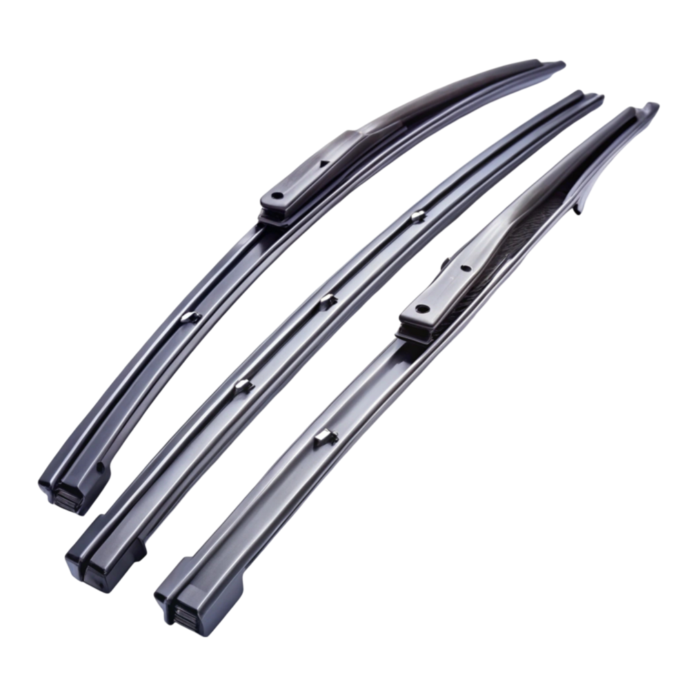 Pair of sleek automotive windshield wipers modern design essential for clear visibility during driving png