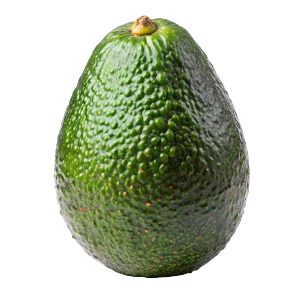 Fresh ripe avocado fruit cut in half showing seed alongside a whole piece on a Transparent Background png