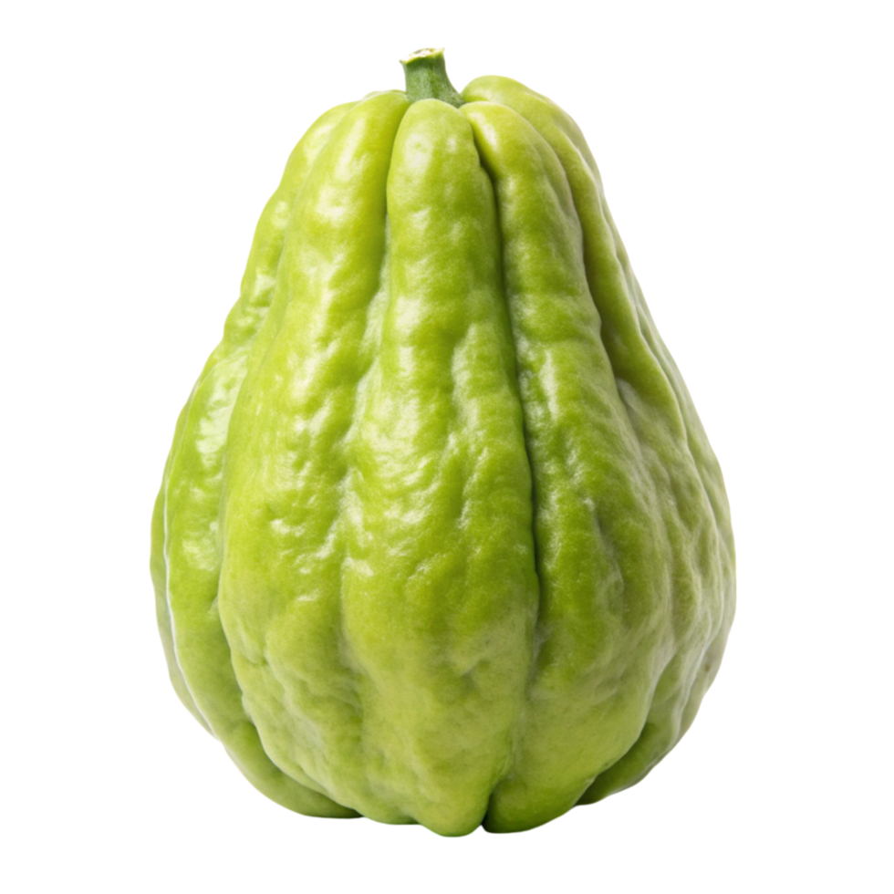 Organic chayote vegetable, fresh and ready, displayed isolated against a simple Transparent Background png
