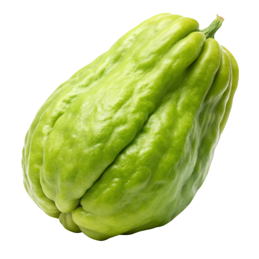 Fresh green chayote squash isolated on a clean Transparent Background, highlighting its smooth, bumpy texture png