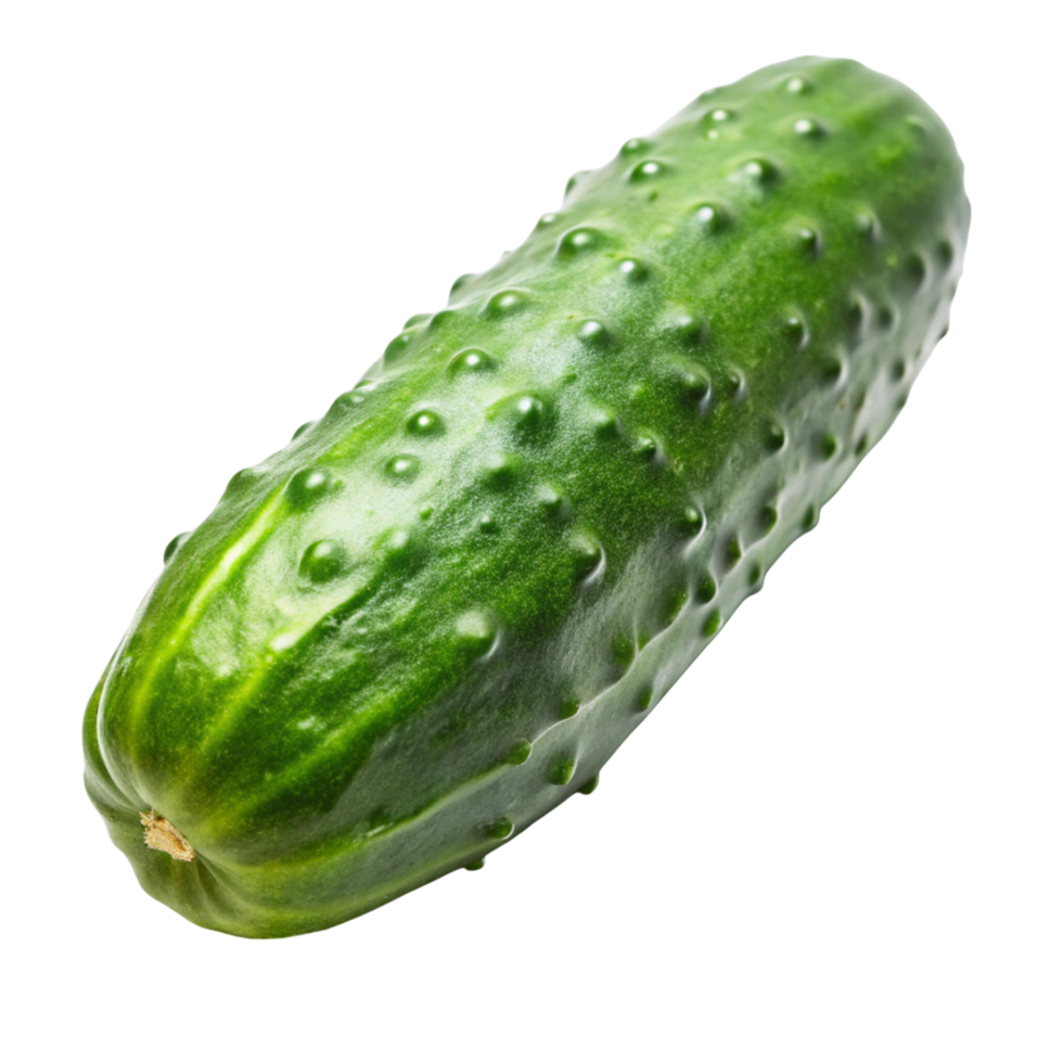 Close up of a fresh, ripe cucumber, showcasing its bright green color and natural texture on a clean background png