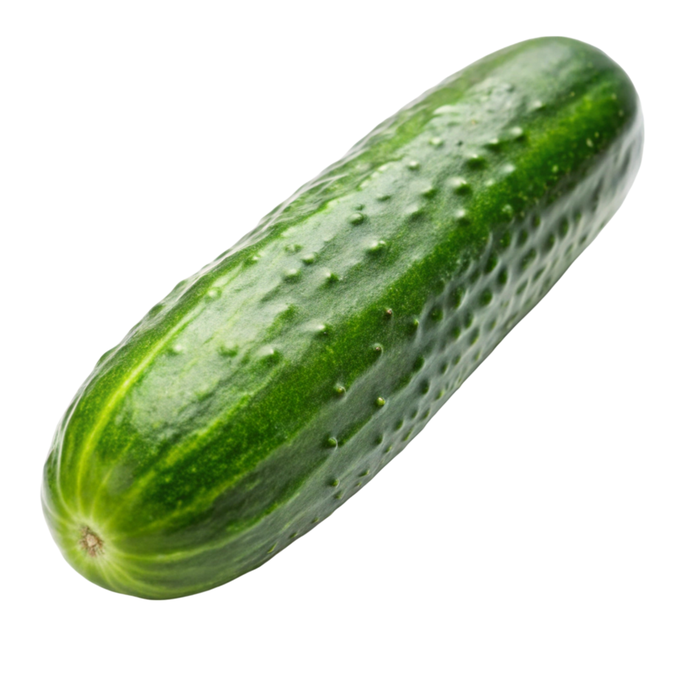 Organic whole cucumber with vibrant green color and bumpy skin texture on a Transparent Background png