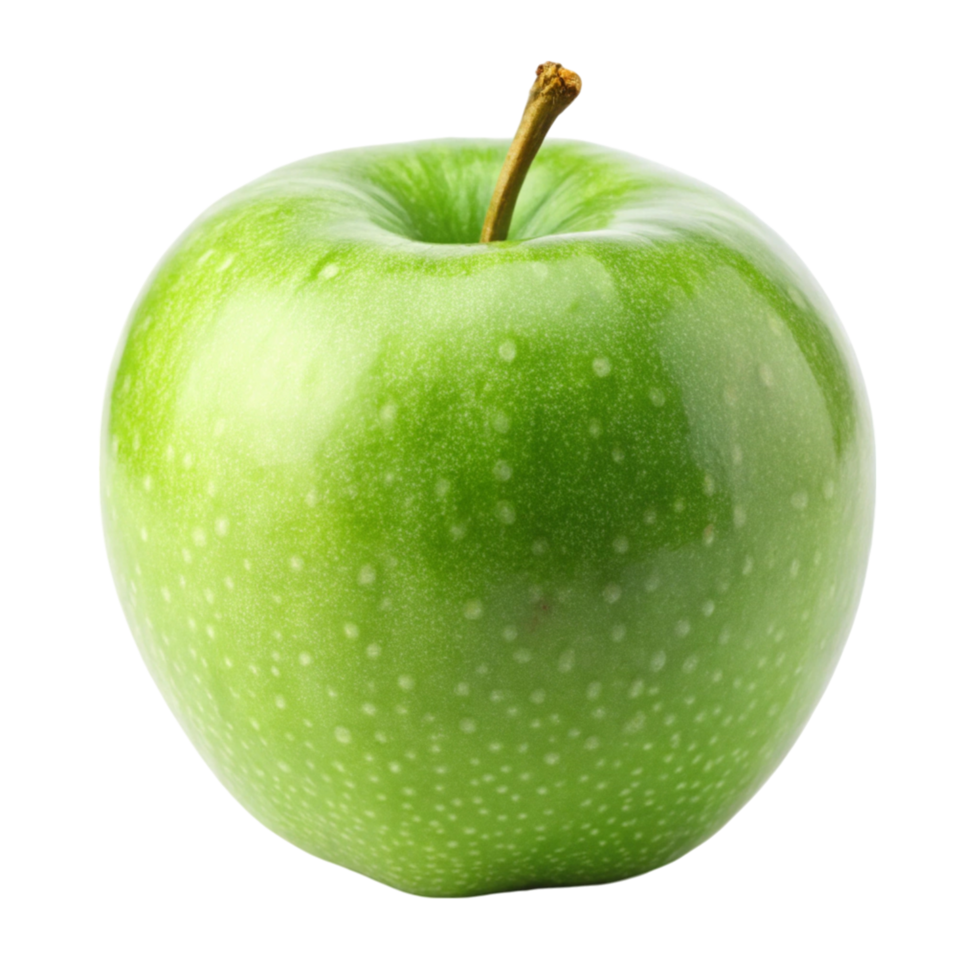 Single green apple with smooth skin on white, fresh and nutritious, perfect for a wholesome diet png