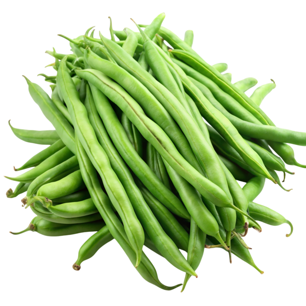 Fresh green beans piled on a Transparent Background, crisp and vibrant vegetables perfect for cooking and healthy meals png