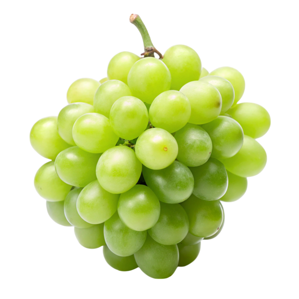 Ripe green grapes isolated on white, ideal for snacking, juicing, or adding to salads and desserts png