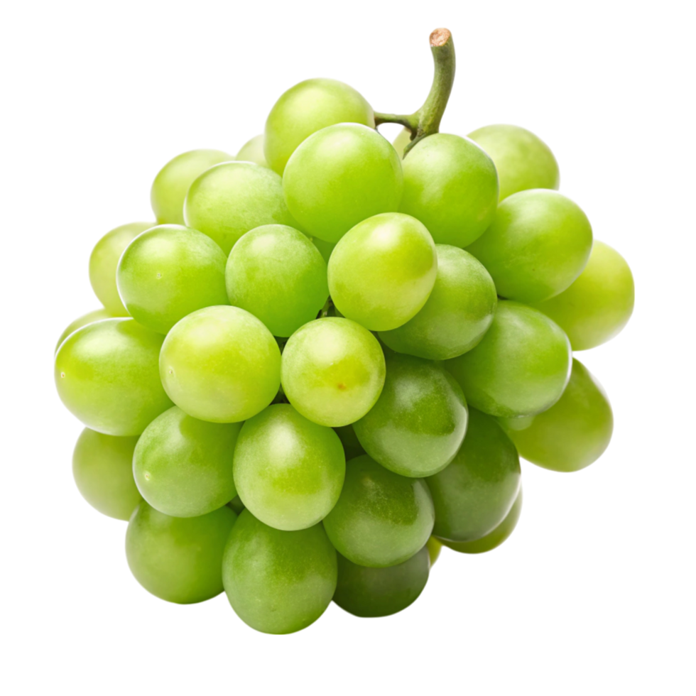 Fresh green grape bunch isolated on white, vibrant and juicy grapes perfect for healthy snacks and recipes png