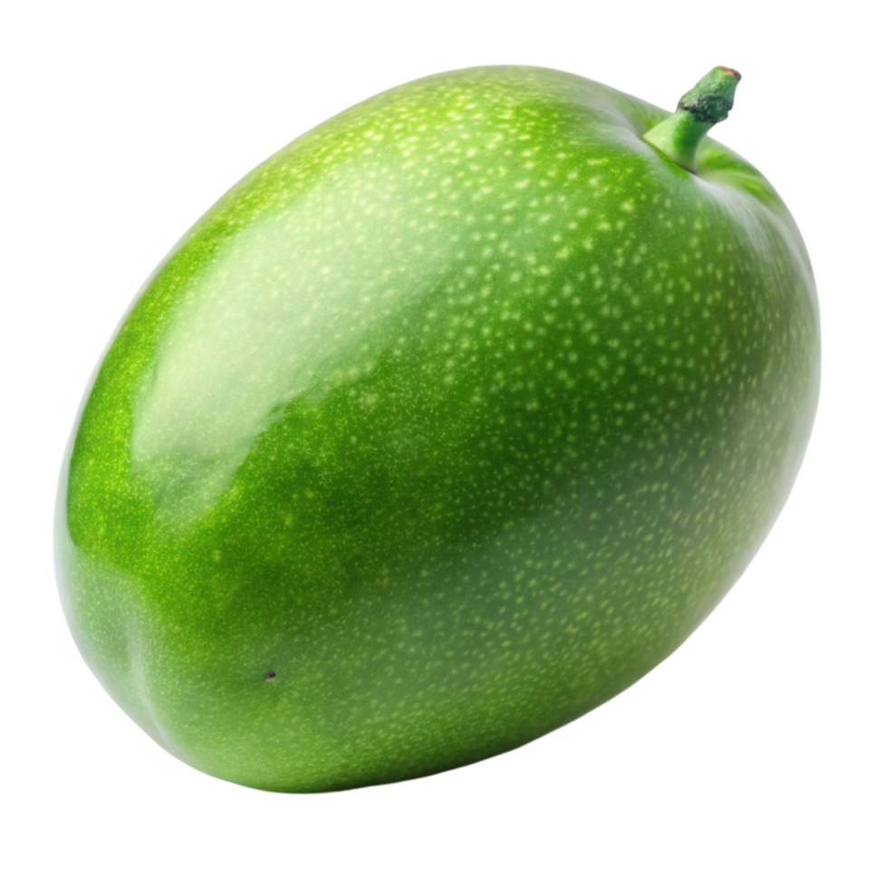 Close up of a ripe green mango, isolated on white, natural tropical fruit ideal for refreshing recipes png