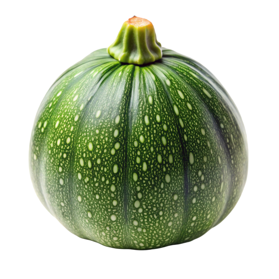 Fresh round green squash isolated on Transparent Background, perfect for cooking, roasting, and healthy food concepts png