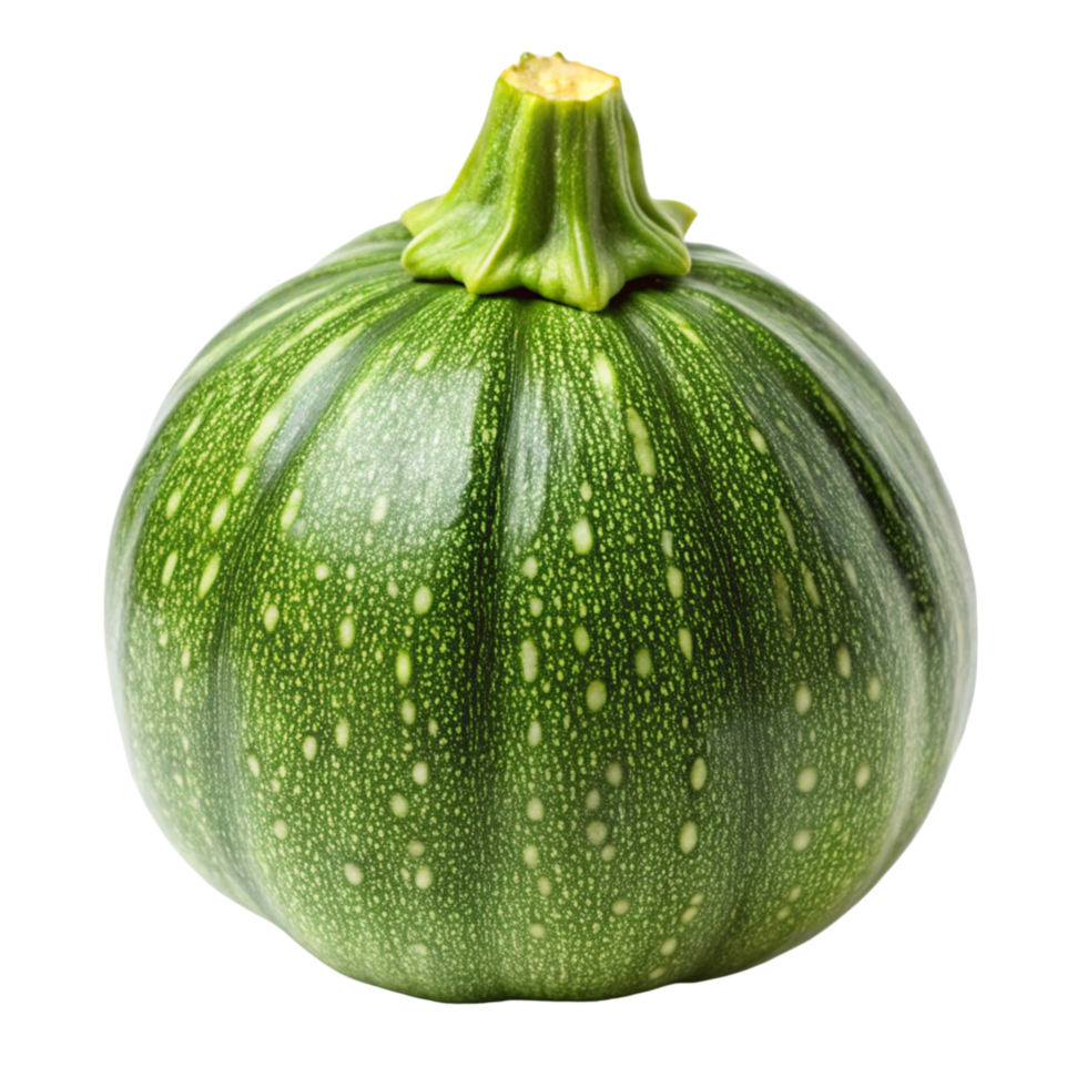 Close up of whole green squash, displayed on a clean white surface, emphasizing natural texture and vibrant color png