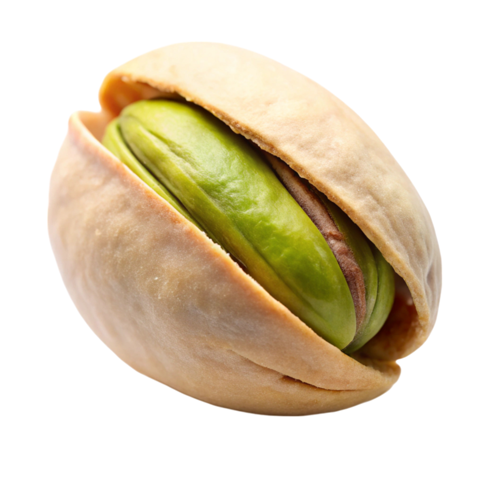 a single pistachio nut in its shell, isolated on Transparent Background, perfect for healthy snack and food concepts png