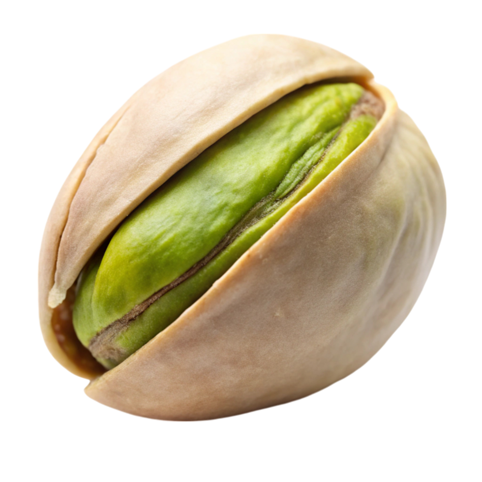 Vibrant pistachio kernel nestled in shell, isolated on plain Transparent Background, highlighting color and freshness png