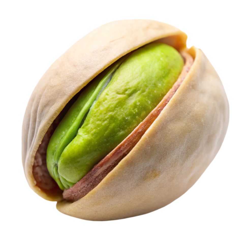 Whole pistachio nut with partially open shell, isolated on white, ideal for nut based snack and culinary themes png