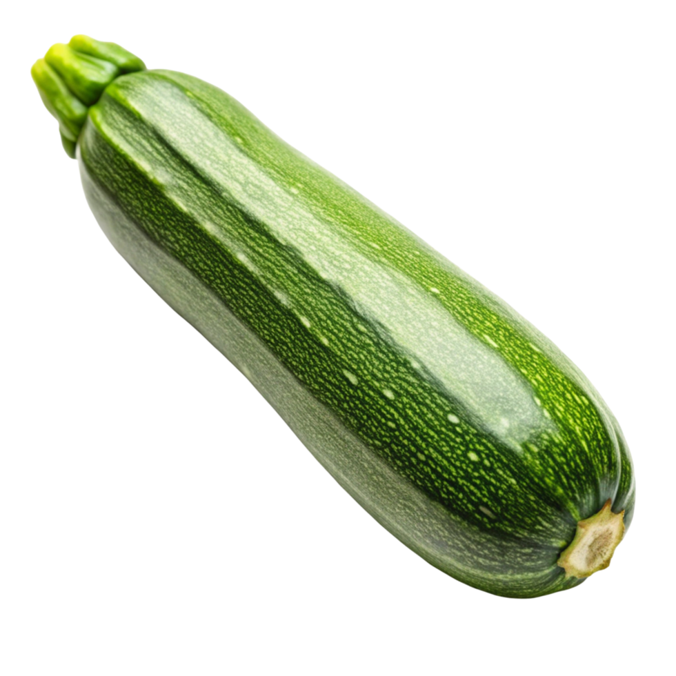 Whole green zucchini on plain Transparent Background, highlighting texture and natural color of the vegetable png