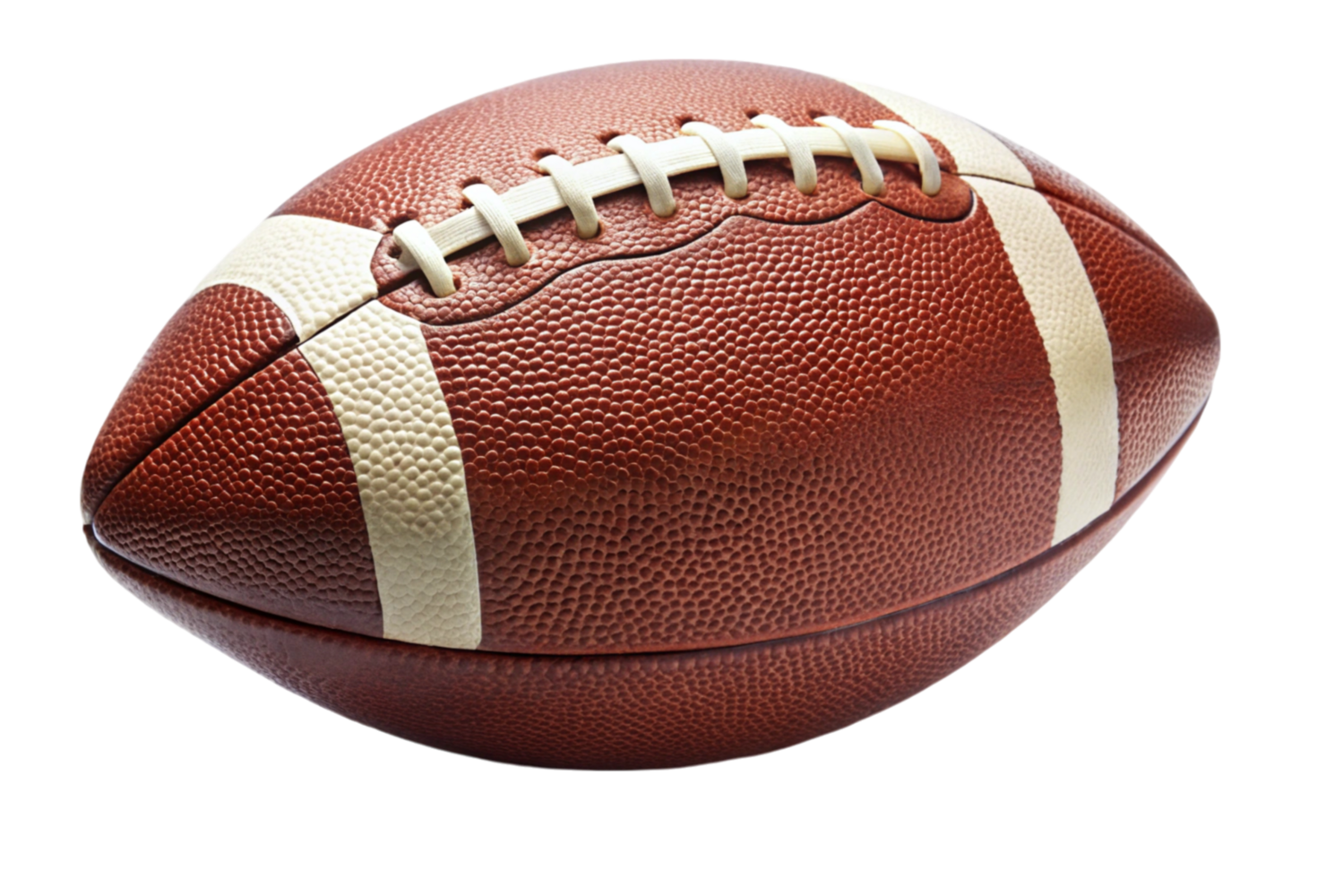 Premium brown American football with distinctive laces highlighted against a white backdrop, ideal for sports themes png