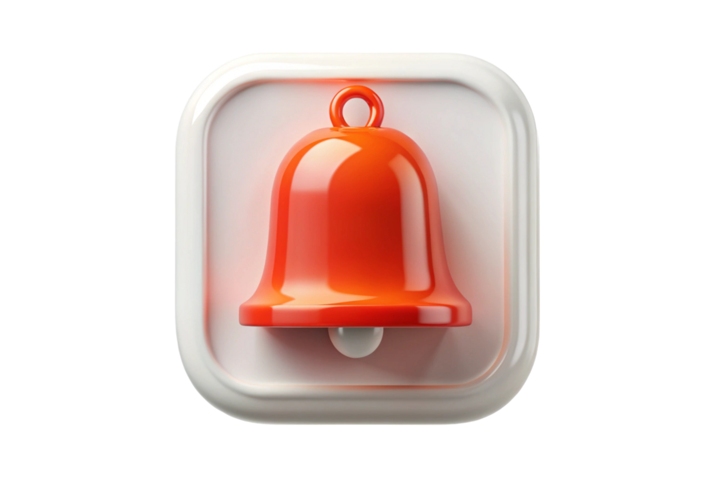 Vibrant orange bell icon in 3D design on white background, ideal for alerts and app notifications png