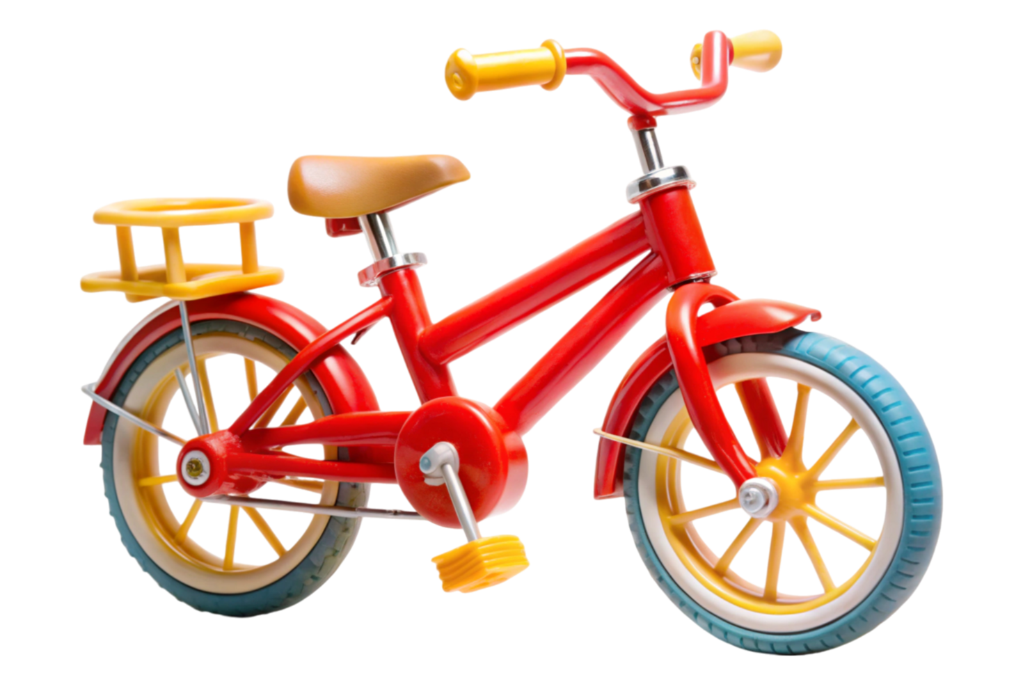 Colorful childrens toy bicycle with bright wheels and handlebars, perfect for fun and play concepts png