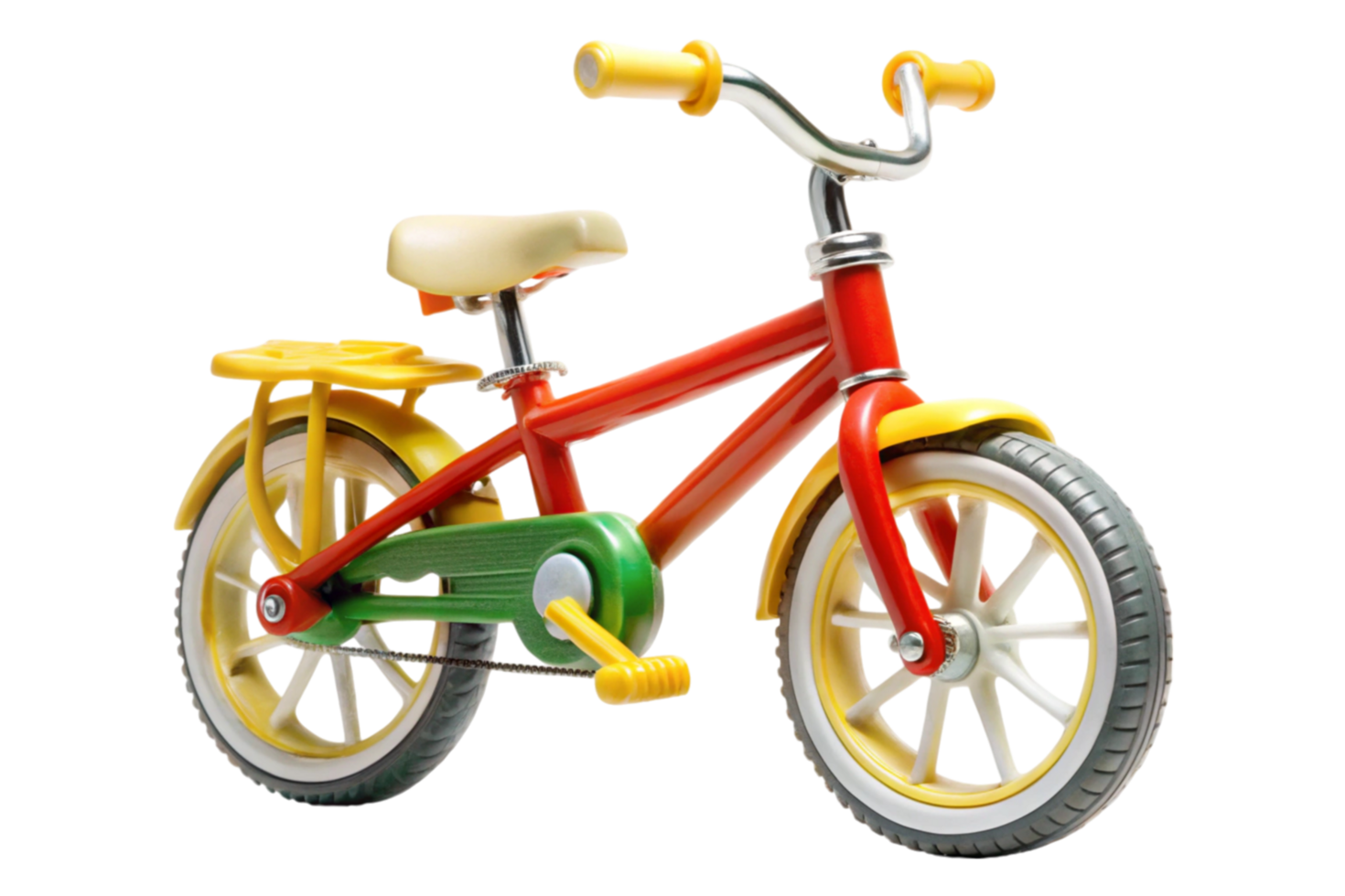 Vibrant toy bike with bright seat and wheels, showcasing playful design for childrens fun and recreational themes png