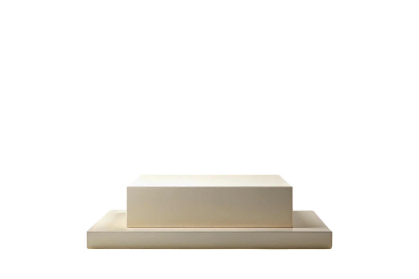 Contemporary square podium in light ivory, perfect for exhibitions or presentations png