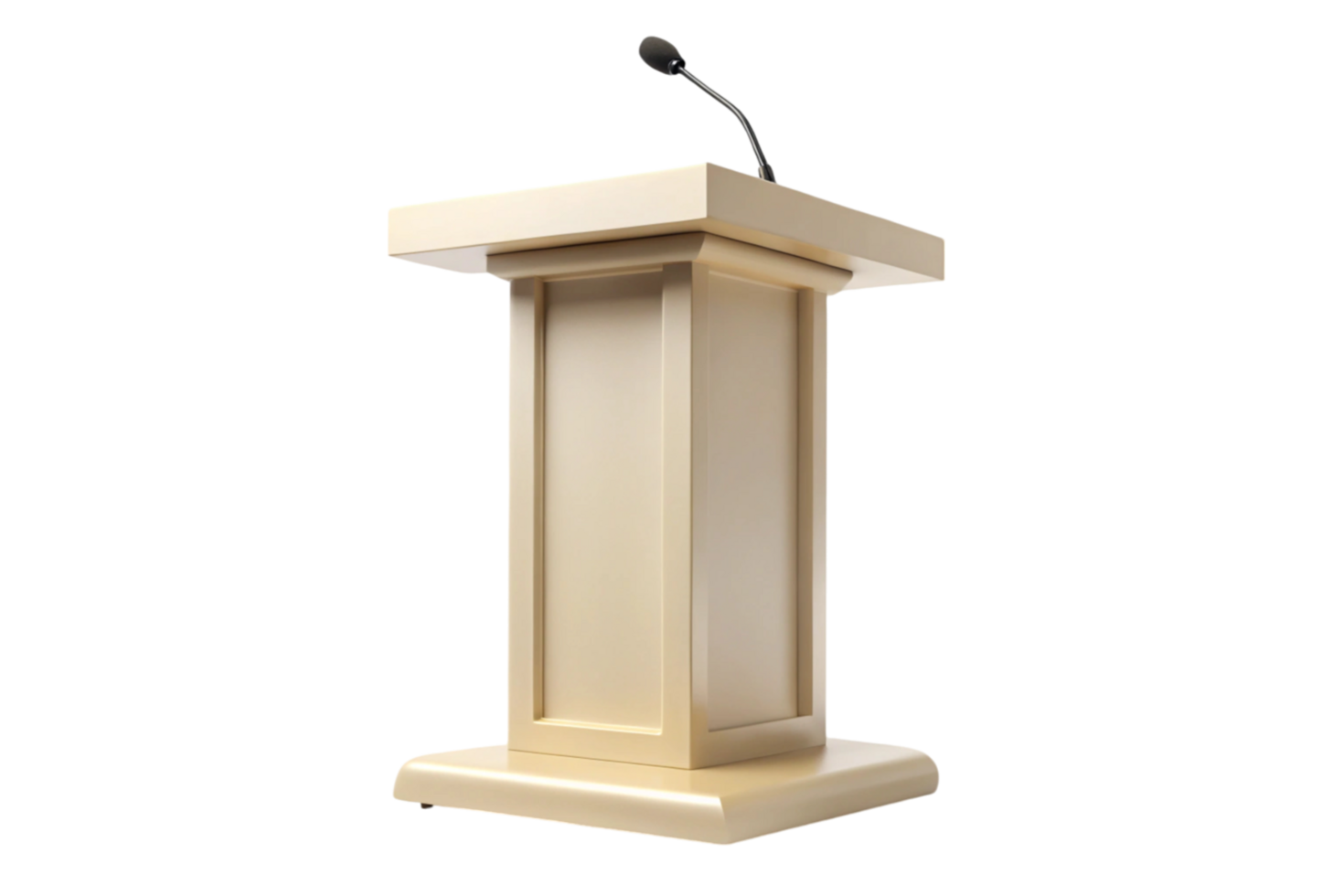 Beige podium or lectern with a built in microphone for conferences and public speaking events png