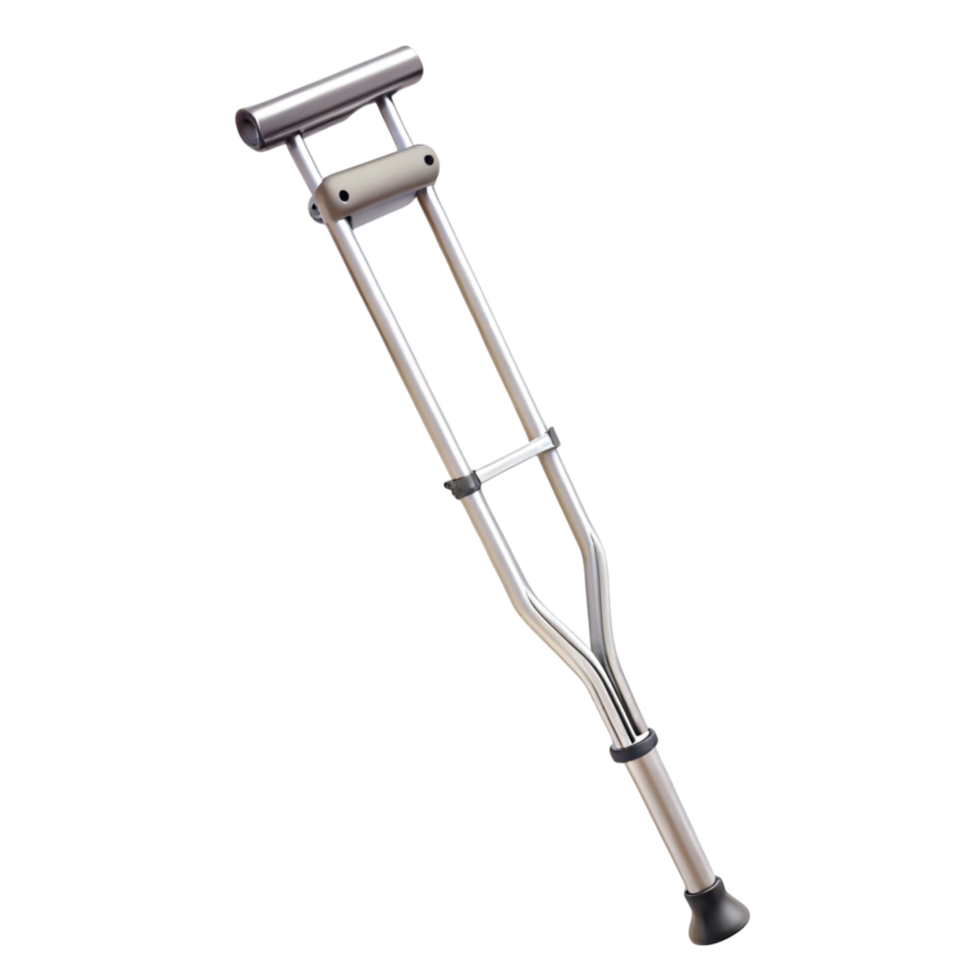 Lightweight medical crutch with ergonomic design for patient rehabilitation, isolated on white png