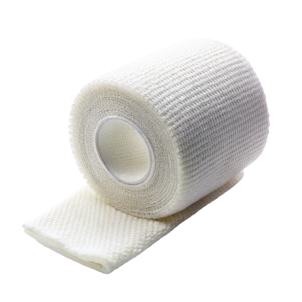 Sterile gauze bandage roll for wrapping injuries, shown on a clean Transparent Background png