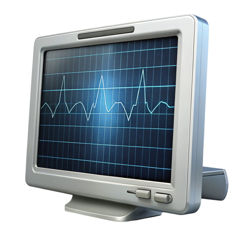 Electrocardiogram device showing heart rhythm, ideal for medical, health monitoring, and hospital use concepts png