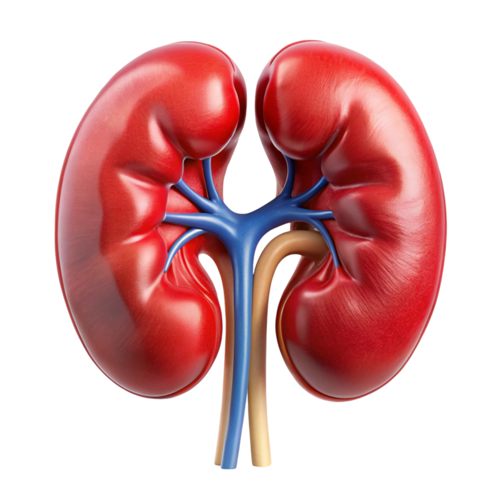 3D kidney diagram representing urinary system, organ function, and healthcare education png