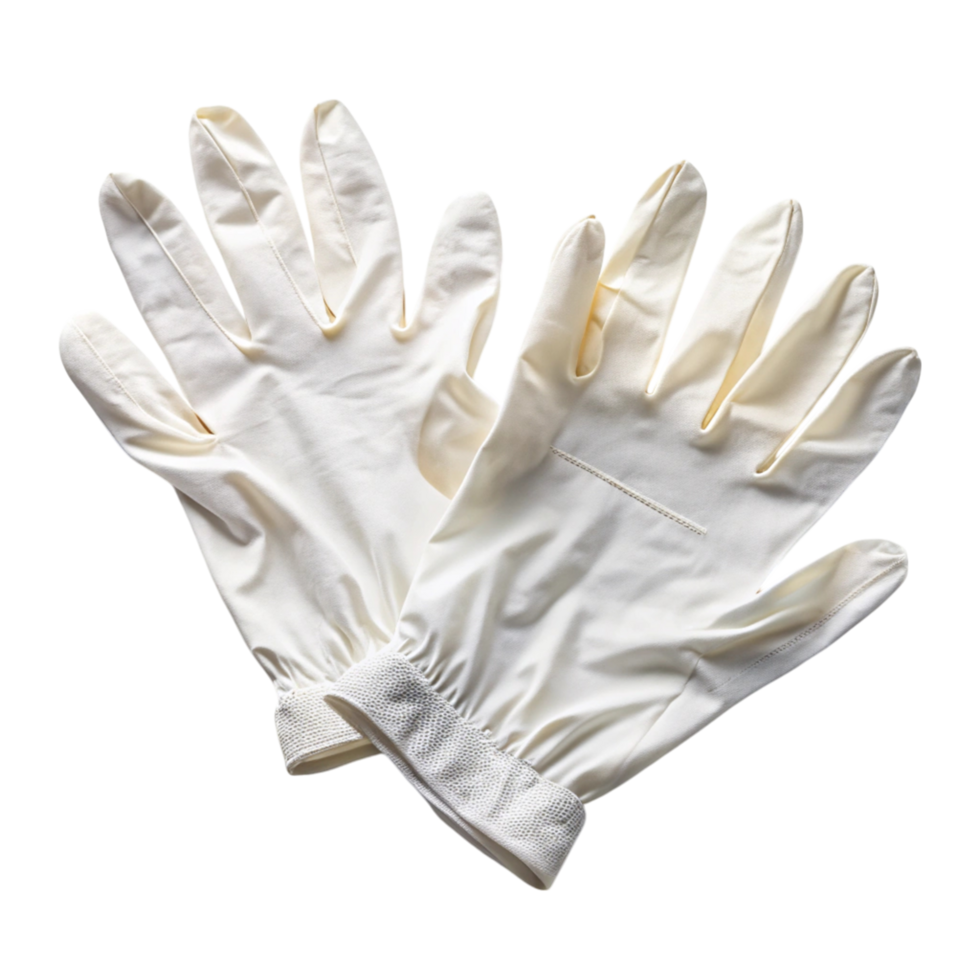 White disposable gloves emphasizing hygiene, protection, and healthcare practices png