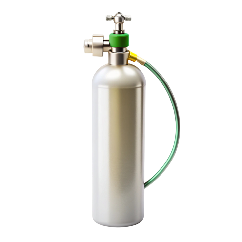 Compact oxygen tank designed for healthcare use, emphasizing portability and essential care png