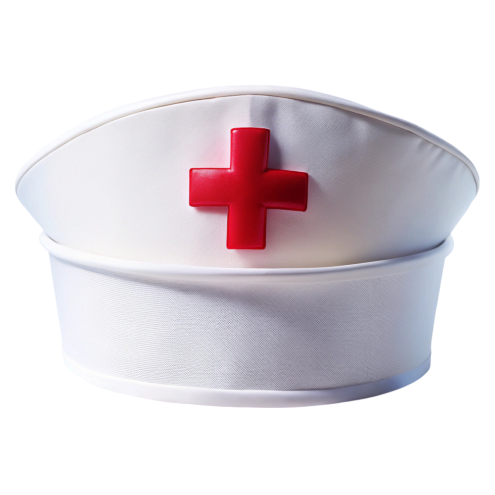 White nurse cap with red cross emblem, highlighting healthcare, nursing, and medical assistance png