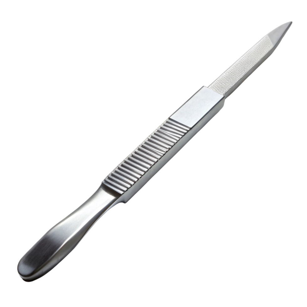 Stainless steel scalpel emphasizing sharpness and precision, essential tool for surgical procedures png