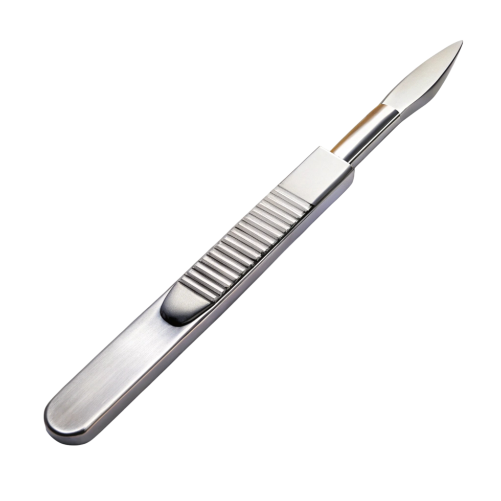 High precision medical scalpel tool used for surgeries and clinical procedures, shown in close up png