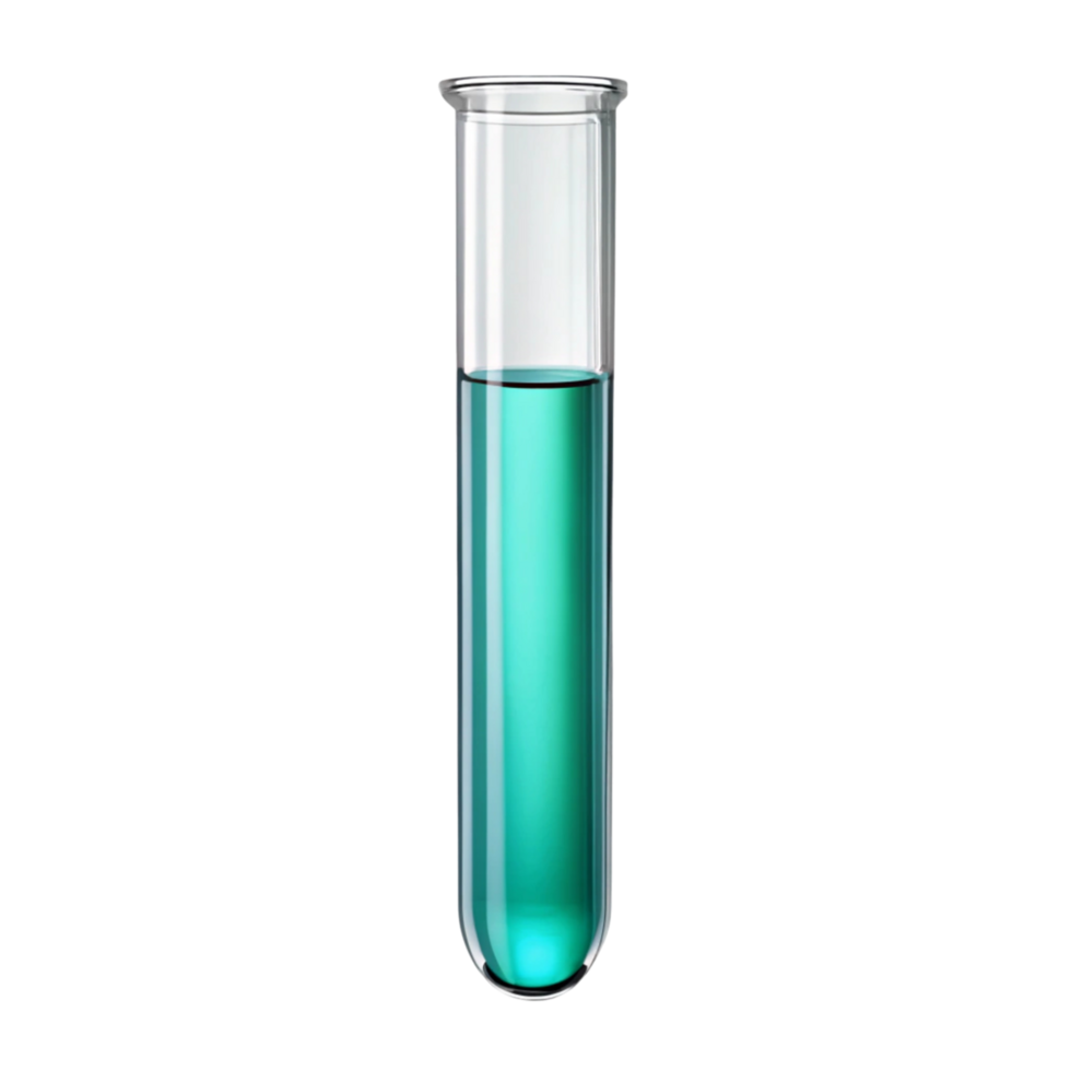 Close up of a test tube with vibrant liquid, representing lab experiments and chemical analysis png