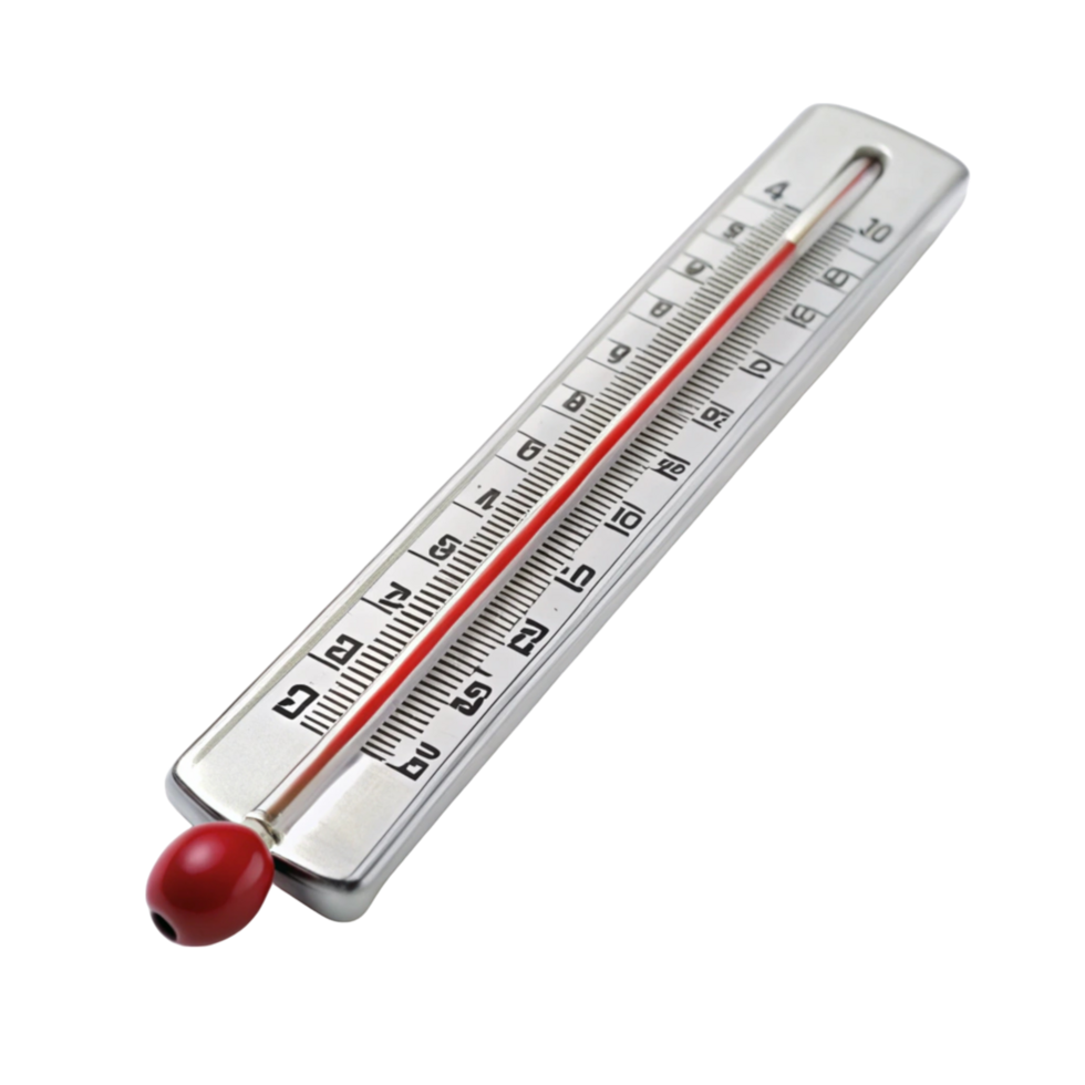 Precise and detailed thermometer illustration measuring temperature in Celsius and Fahrenheit png