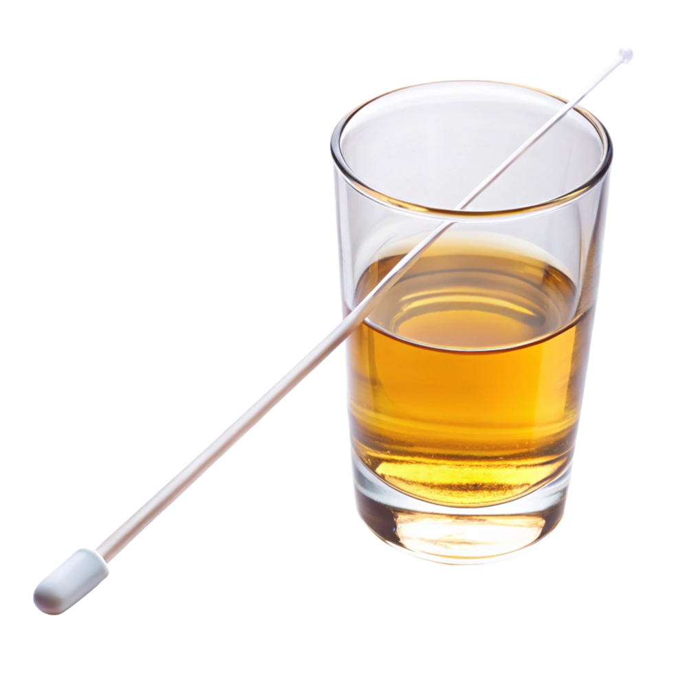 Alcohol swab stick and glass of antiseptic solution on a Transparent Background, used for medical cleaning and disinfection png