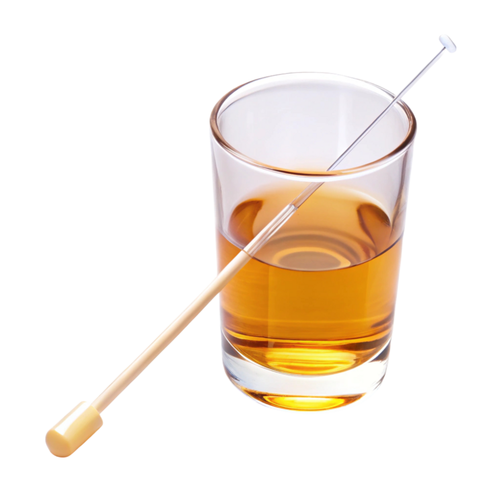 Medical alcohol swab stick with glass of disinfectant solution isolated on white, essential for wound care png