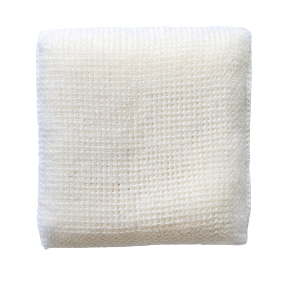 Clean, white gauze pad, designed for medical use, isolated on white, perfect for dressing wounds and injuries png
