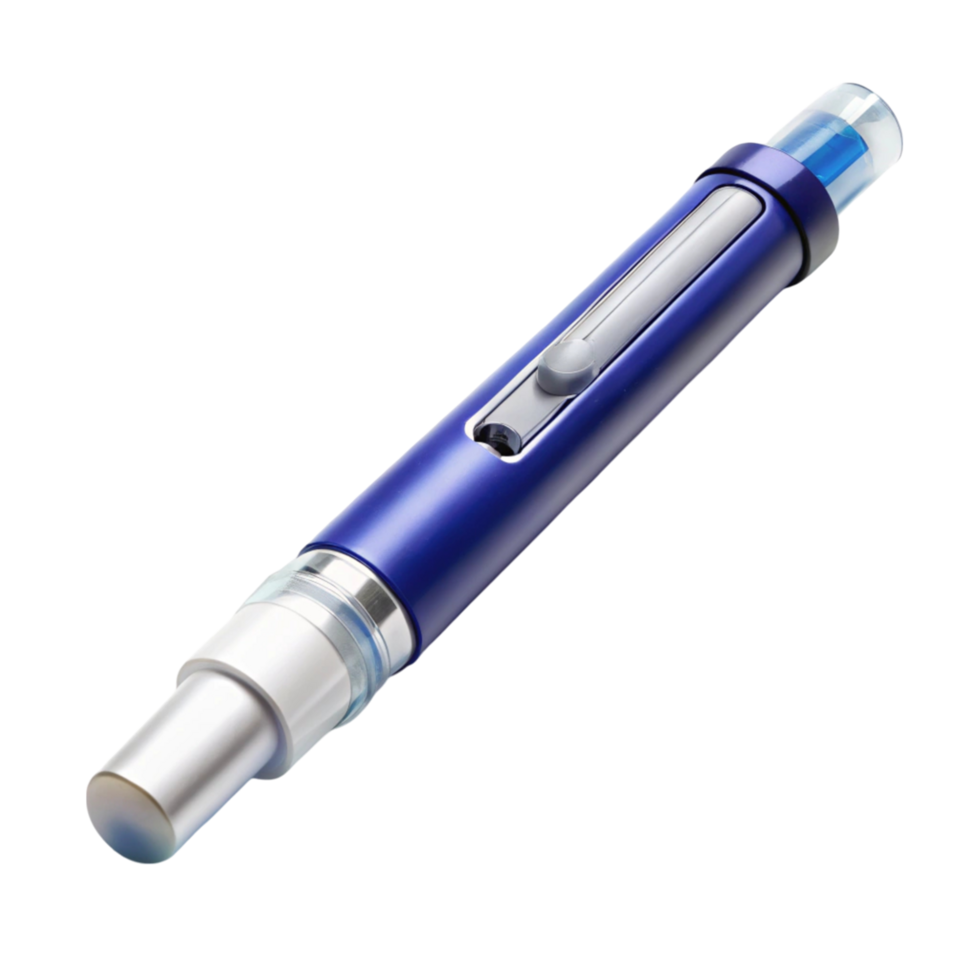 Sleek and compact insulin pen, designed for easy injection and accurate dosing, isolated on a clean white surface png