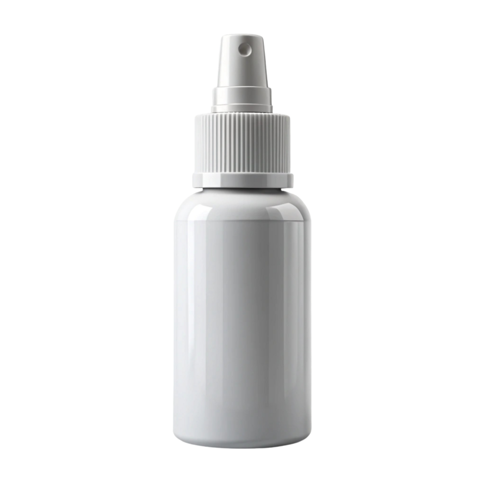 Compact white bottle of pain relief spray, designed for ease of use and fast acting pain alleviation, isolated png