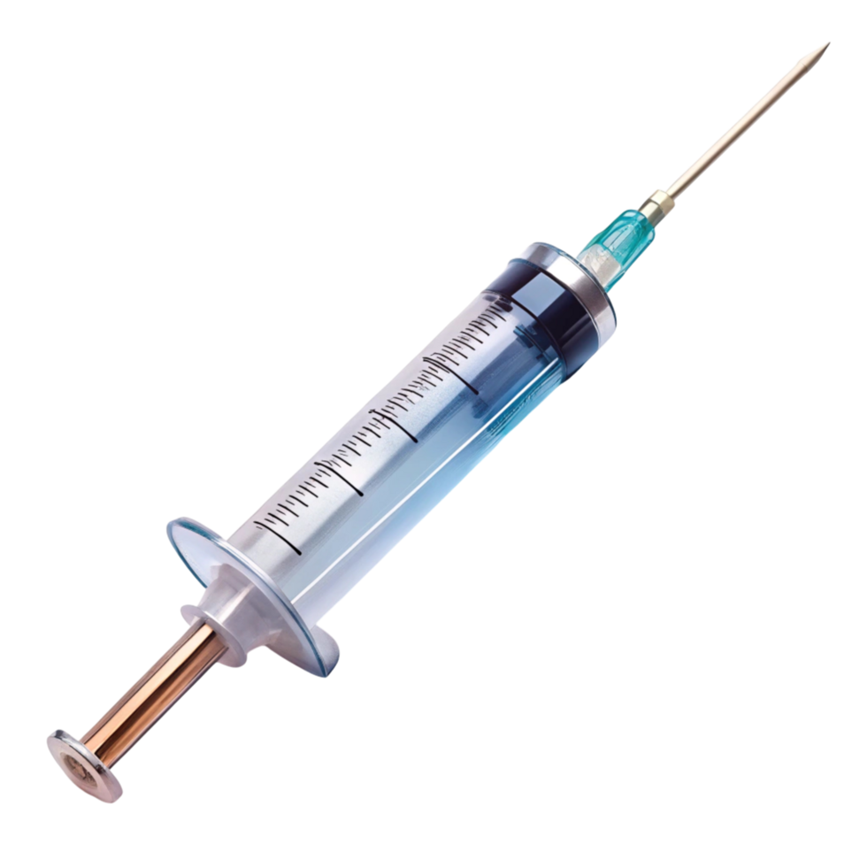 Close up of hypodermic syringe with needle, isolated on white, showcasing medical equipment and injection png