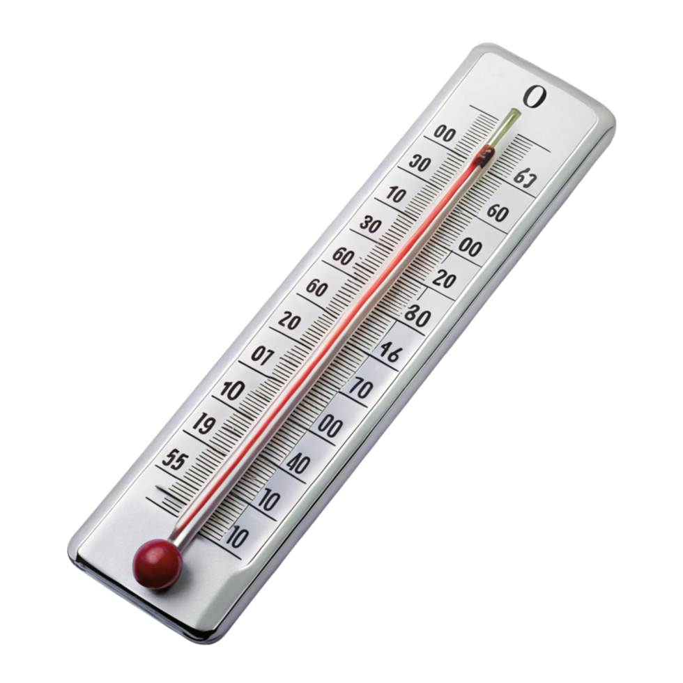 Analog temperature measuring device with a red indicator, showing accurate temperature levels in Celsius png