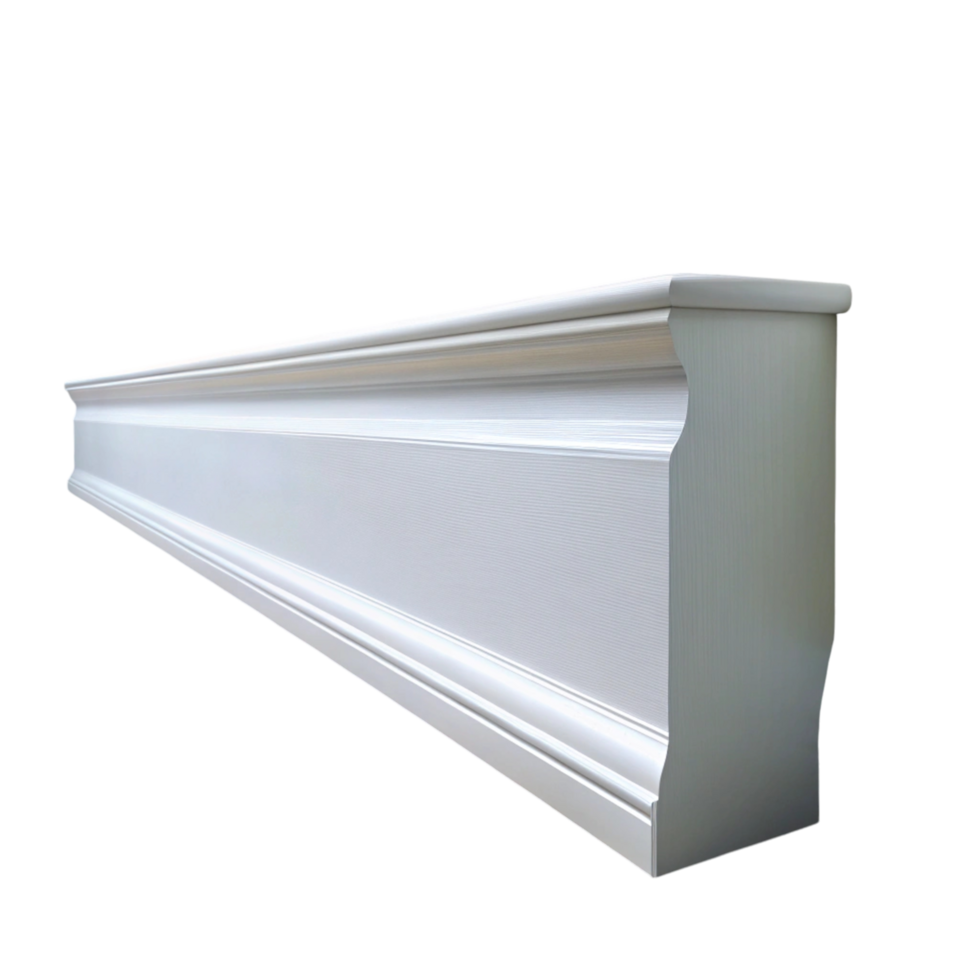 Elegant baseboard molding with a white finish, isolated on Transparent Background, great for home improvement and interior decor png