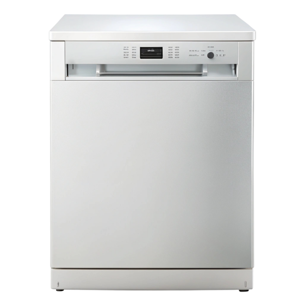 Modern stainless steel dishwasher with open door, featuring advanced settings for efficient cleaning and sleek design png