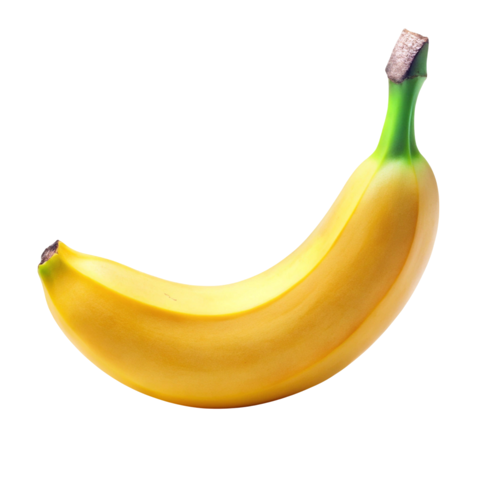 Fresh ripe banana with vibrant yellow peel isolated on a Transparent Background for tropical fruit concept png
