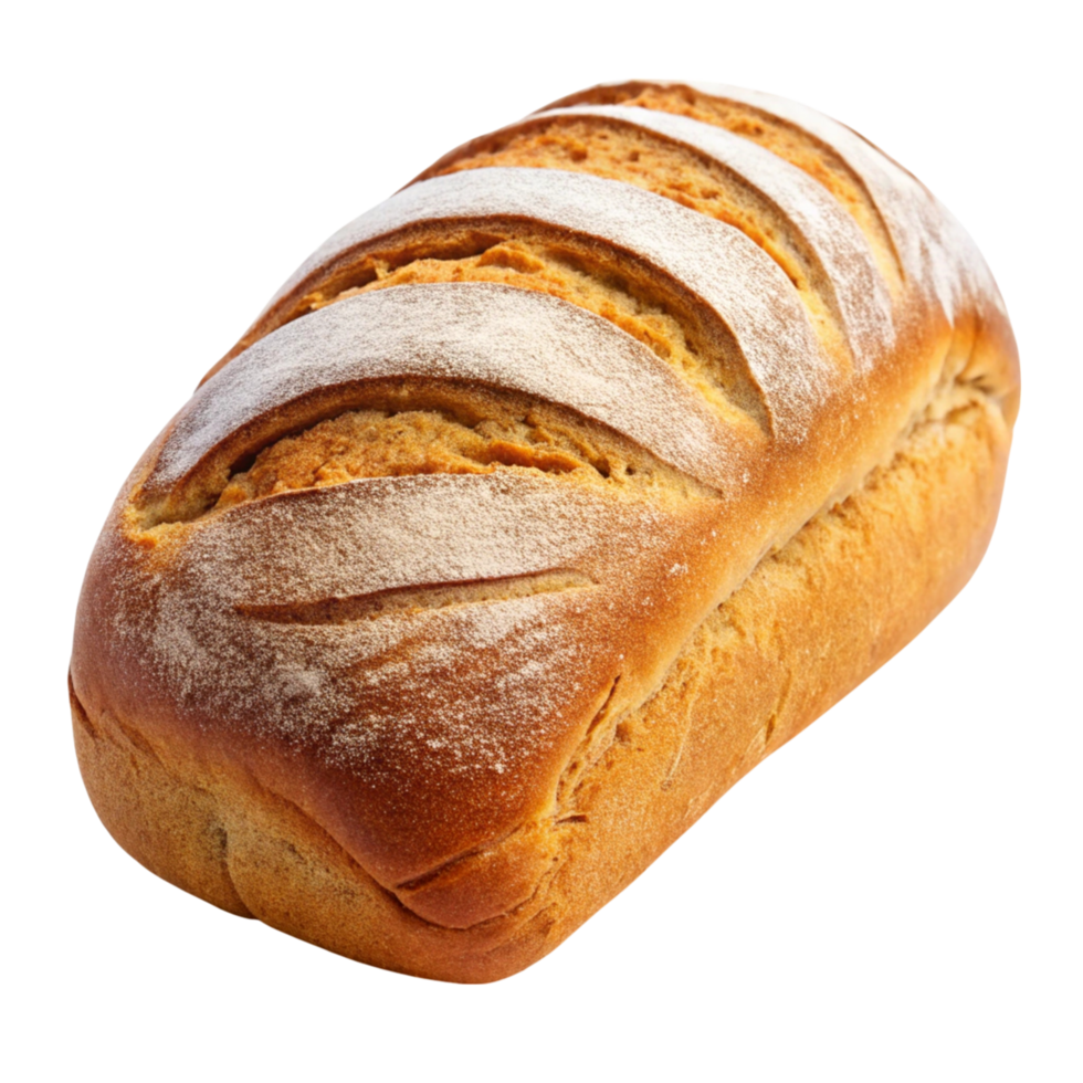 Artisan bread loaf with perfect crust and flour dusting isolated on a Transparent Background for culinary design png